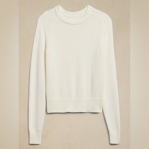 Banana Republic | Cotton Silk Cream Crew Neck Knit Sweater
